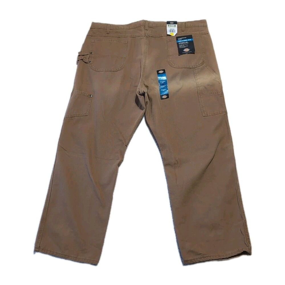 Dickies Men's 46x30 Relaxed Fit Straight Leg Khaki Sanded Carpenter Duck Jeans